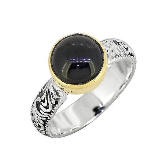 925 Sterling Silver Black Onyx Gemstone Solitaire Ring