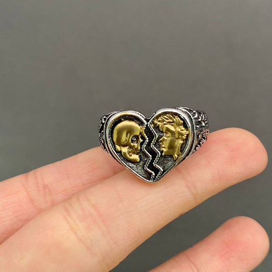 Angel & Devil Split Heart Adjustable Ring