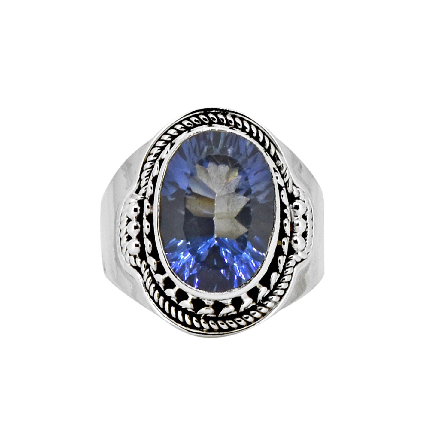 925 Silver Regal Blue Mystic Quartz Gemstone Ring