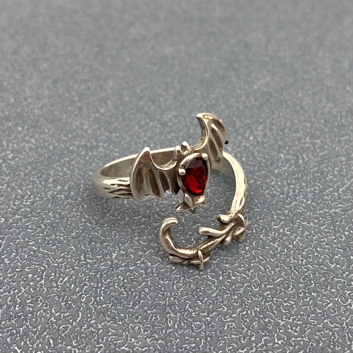 Gothic Red Swarovski Crystal ☆ Devil Wing Ring