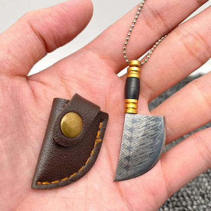 Laser Damascus Pattern Mini Portable Pocket Knife With Cover