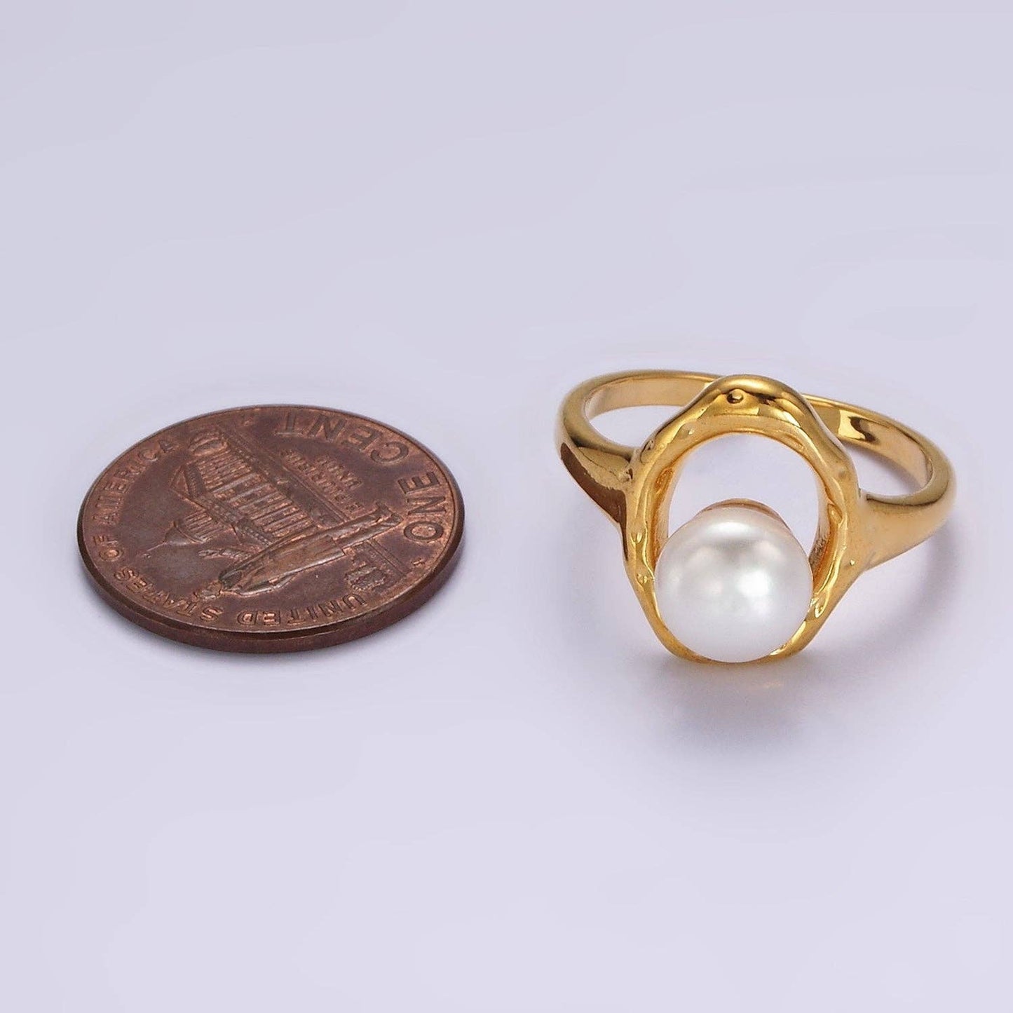14K Gold Filled White or Pink Pearl Open Oblong Ring ☆ Gold or Silver