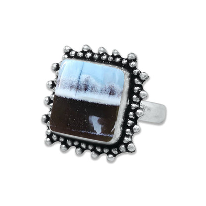 Blue Owyhee Opal Rings ☆ Handmade, Silver-Plated, Soft Sky-Toned Gemstone
