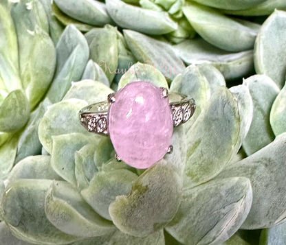 Natural Kunzite Ring White Bronze