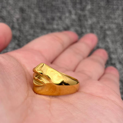 Abstract Face Contour 18K Gold Plated Ring