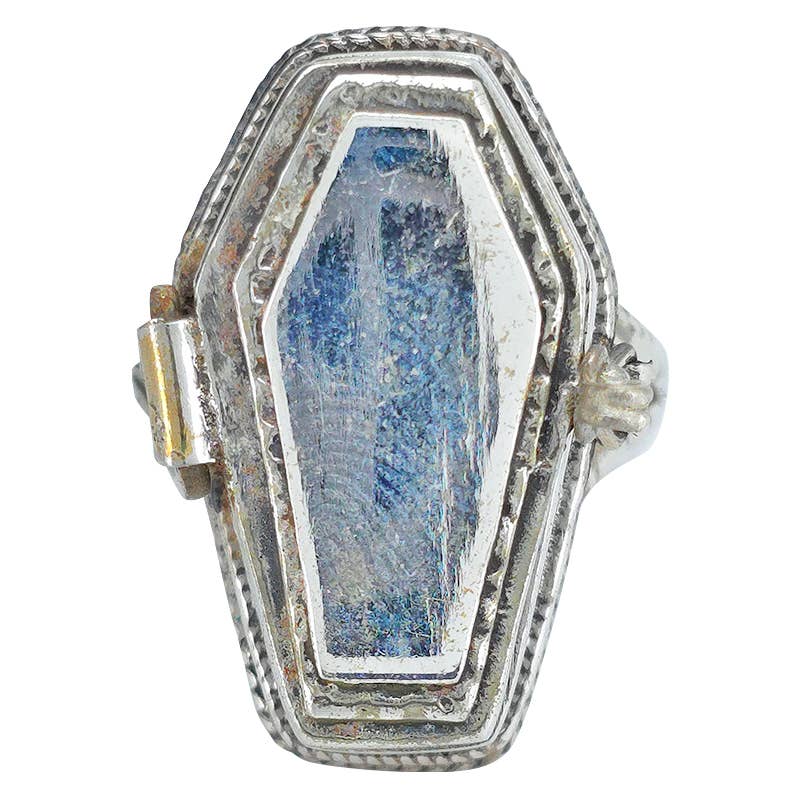 Coffin Locket/Poison Sterling Silver Ring