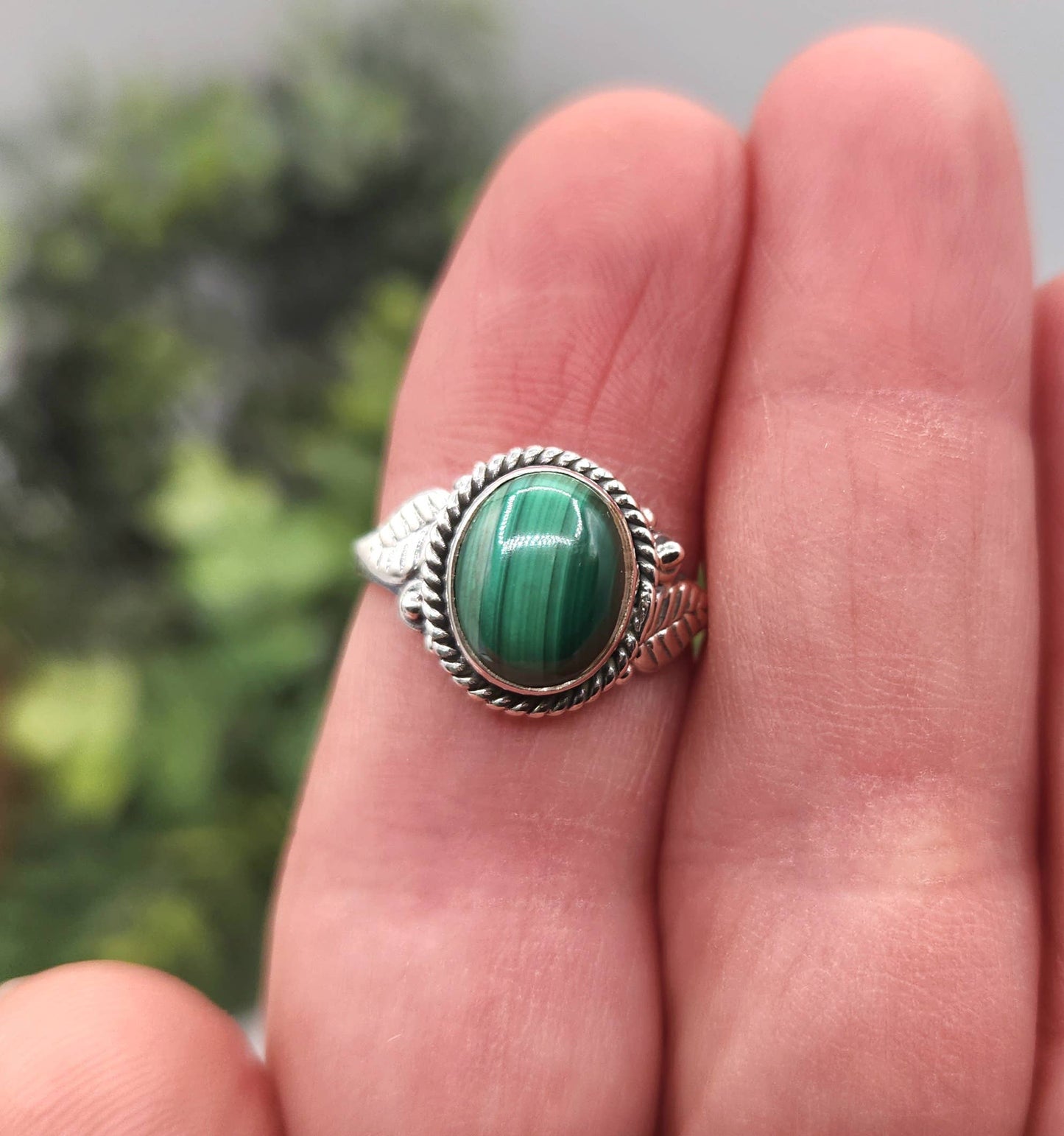 Malachite Semi-Precious Gemstone Sterling Silver (925) Ring