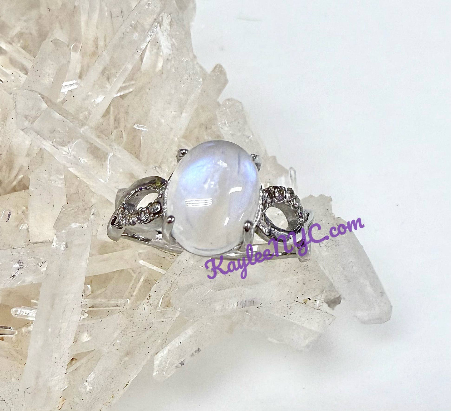 Natural Moonstone Stainless Steel Rings