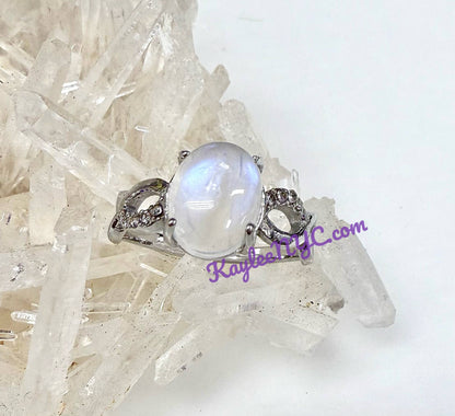 Natural Moonstone Stainless Steel Rings