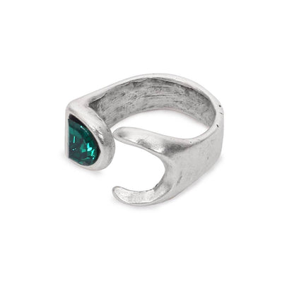 Handmade Green Moon Swarovski Crystal 945 Silver Plate Ring