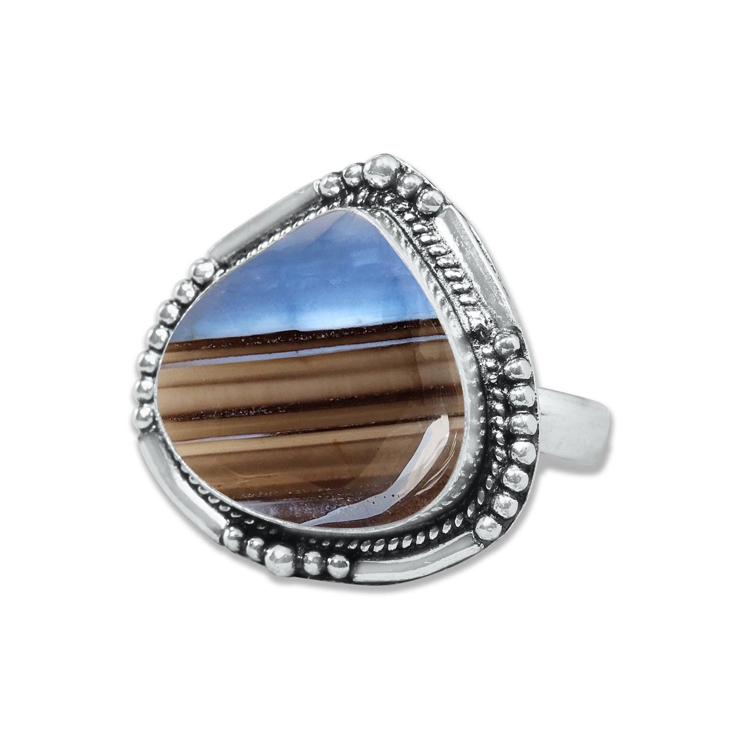 Blue Owyhee Opal Rings ☆ Handmade, Silver-Plated, Soft Sky-Toned Gemstone