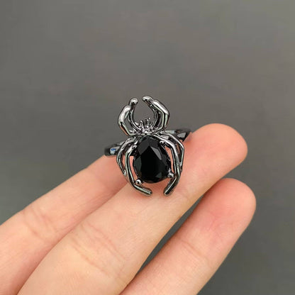 Black Spider Crystal Ring