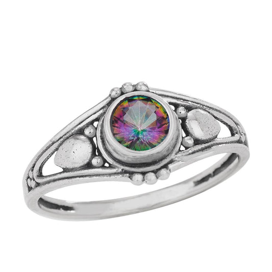 Mystic Topaz Sterling Silver Band Ring