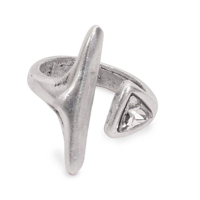 Handmade Clear Swarovski Crystal ☆ 945 Silver - Brass Ring