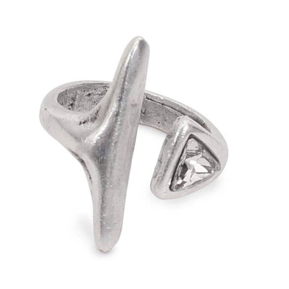 Handmade Clear Swarovski Crystal ☆ 945 Silver - Brass Ring