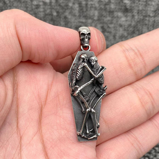 The Lovers of Valdaro ♡ Stainless Steel Double Skeleton Coffin Pendant with Chain