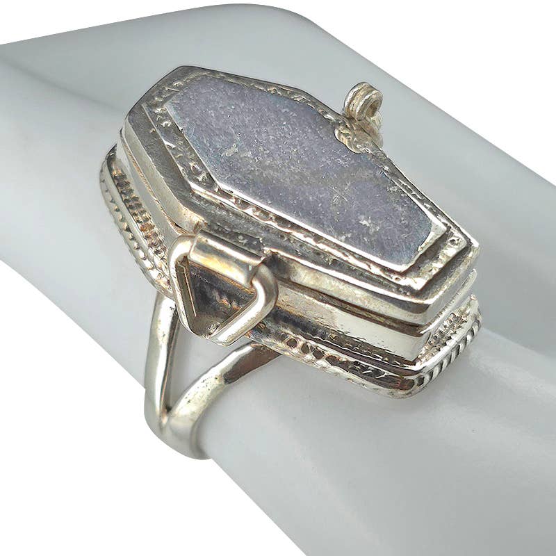 Coffin Locket/Poison Sterling Silver Ring