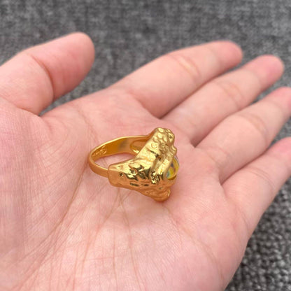24K Gold Plated Yellow Evil Eye Ring 🧿 Vintage Style