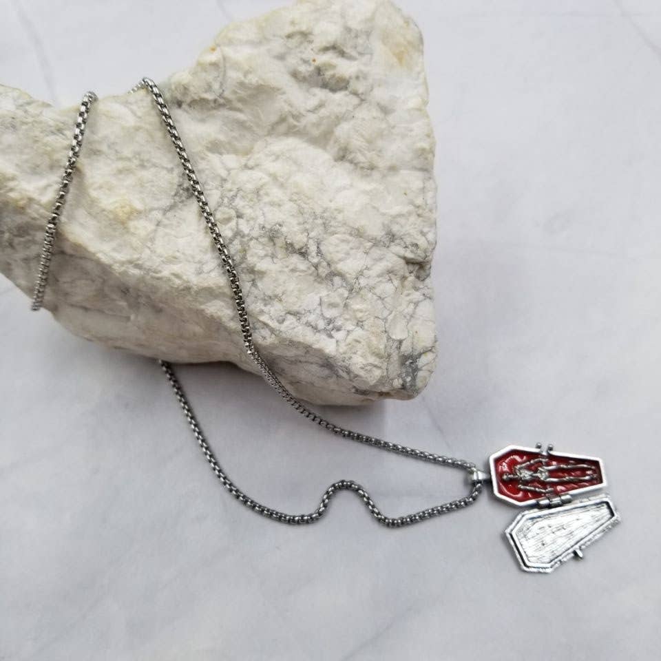 Opening Coffin With Skeleton Necklace