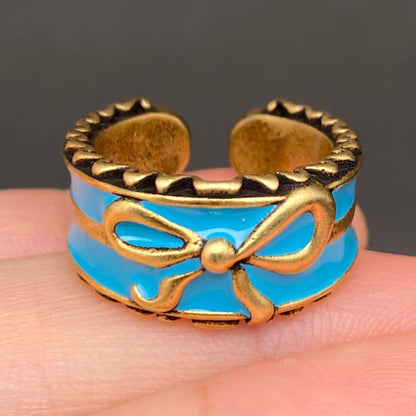Enamel Bow Bronze Ring