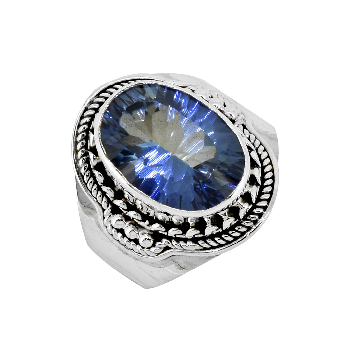 925 Silver Regal Blue Mystic Quartz Gemstone Ring