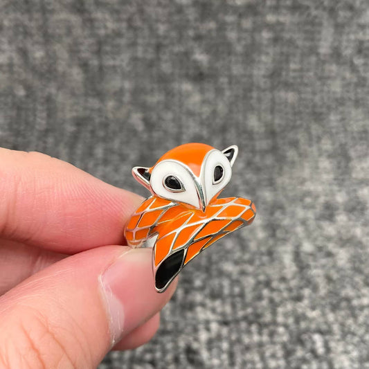 Enamel Fox Adjustable Ring