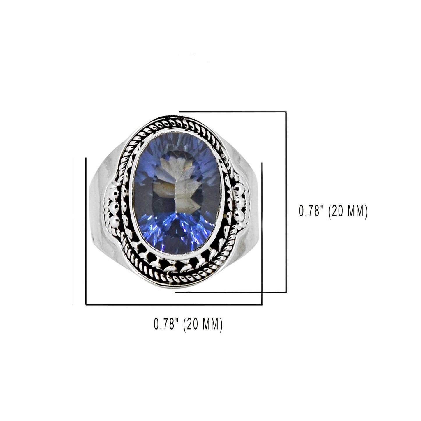 925 Silver Regal Blue Mystic Quartz Gemstone Ring