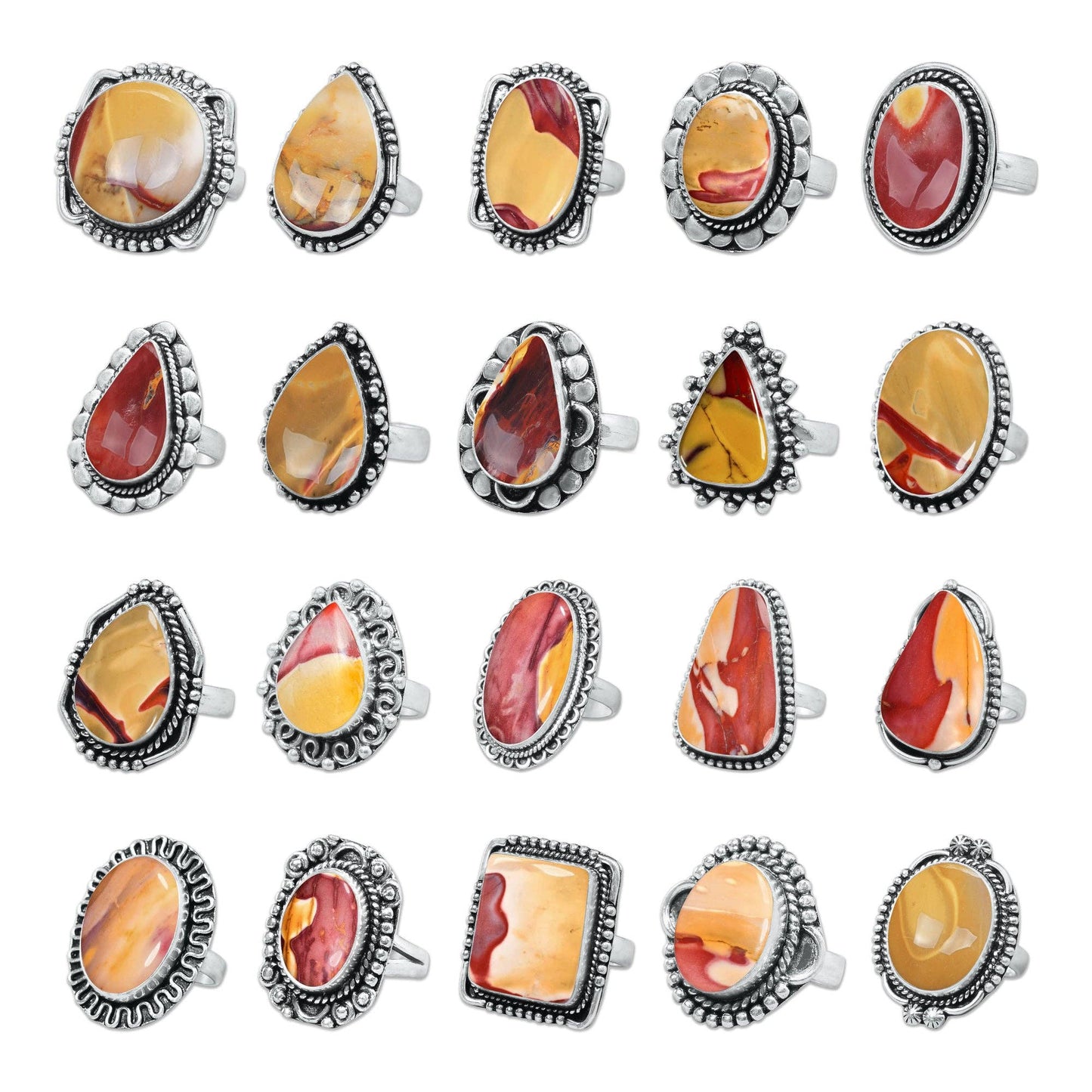 Mookaite Jasper Rings – Handmade, Silver-Plated ☆ Bold Earth Tones
