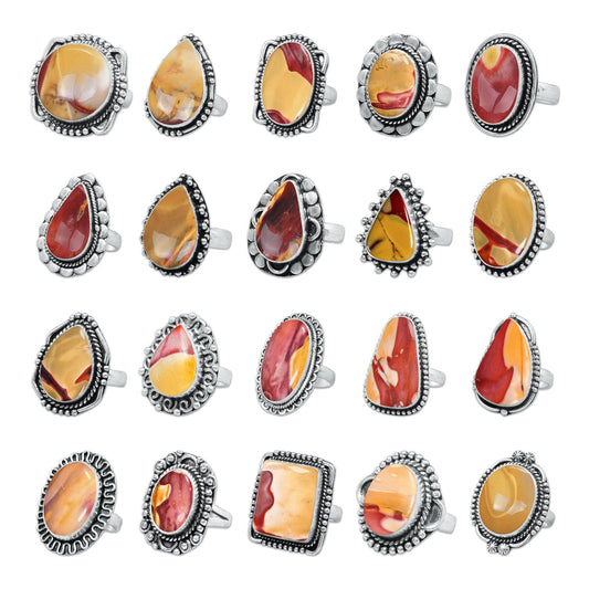 Mookaite Jasper Rings – Handmade, Silver-Plated ☆ Bold Earth Tones