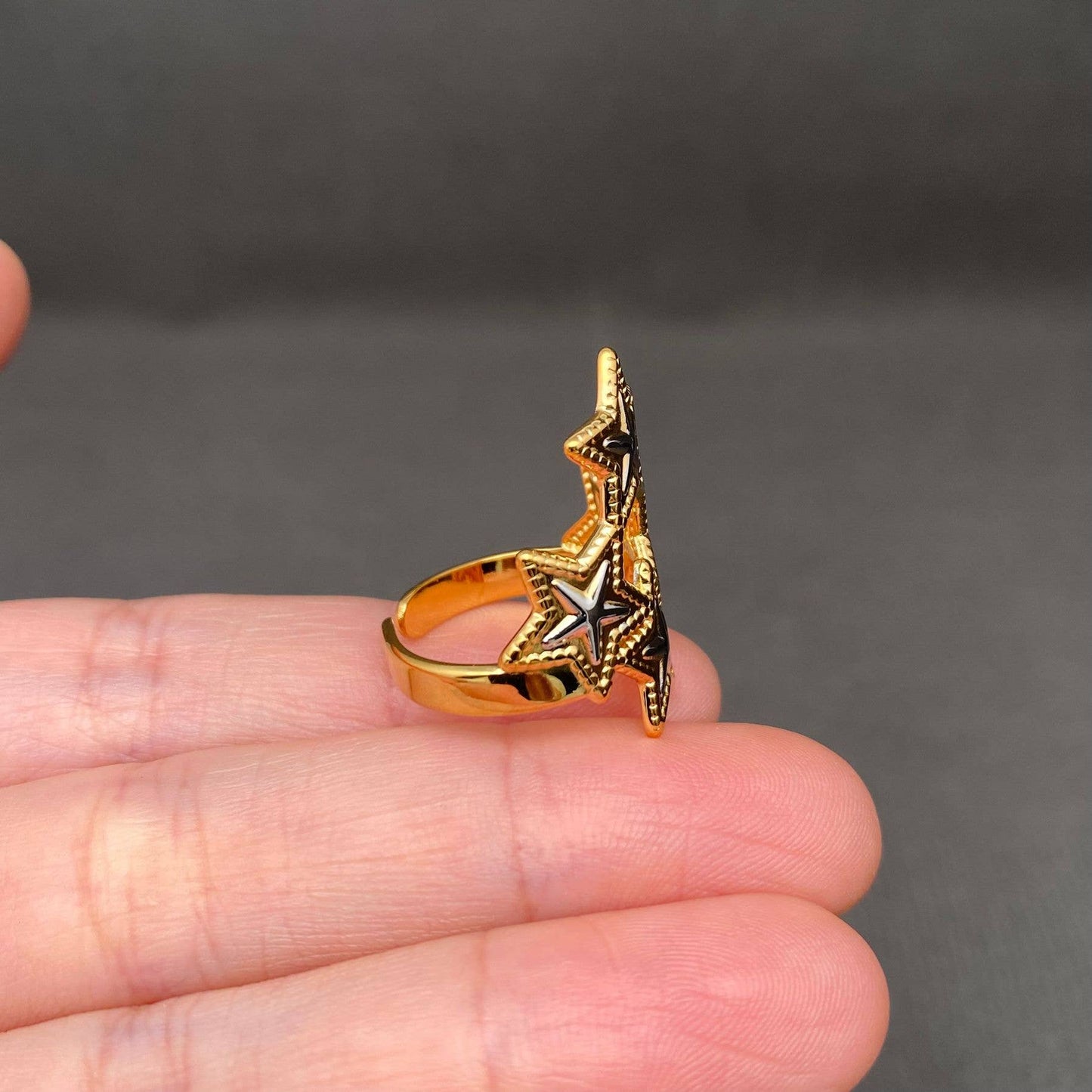 Two-tone Star 18K Gold Plated Ring