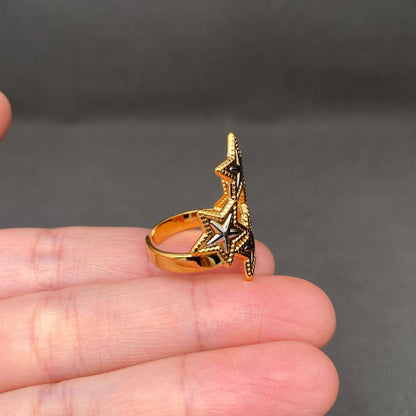 Two-tone Star 18K Gold Plated Ring
