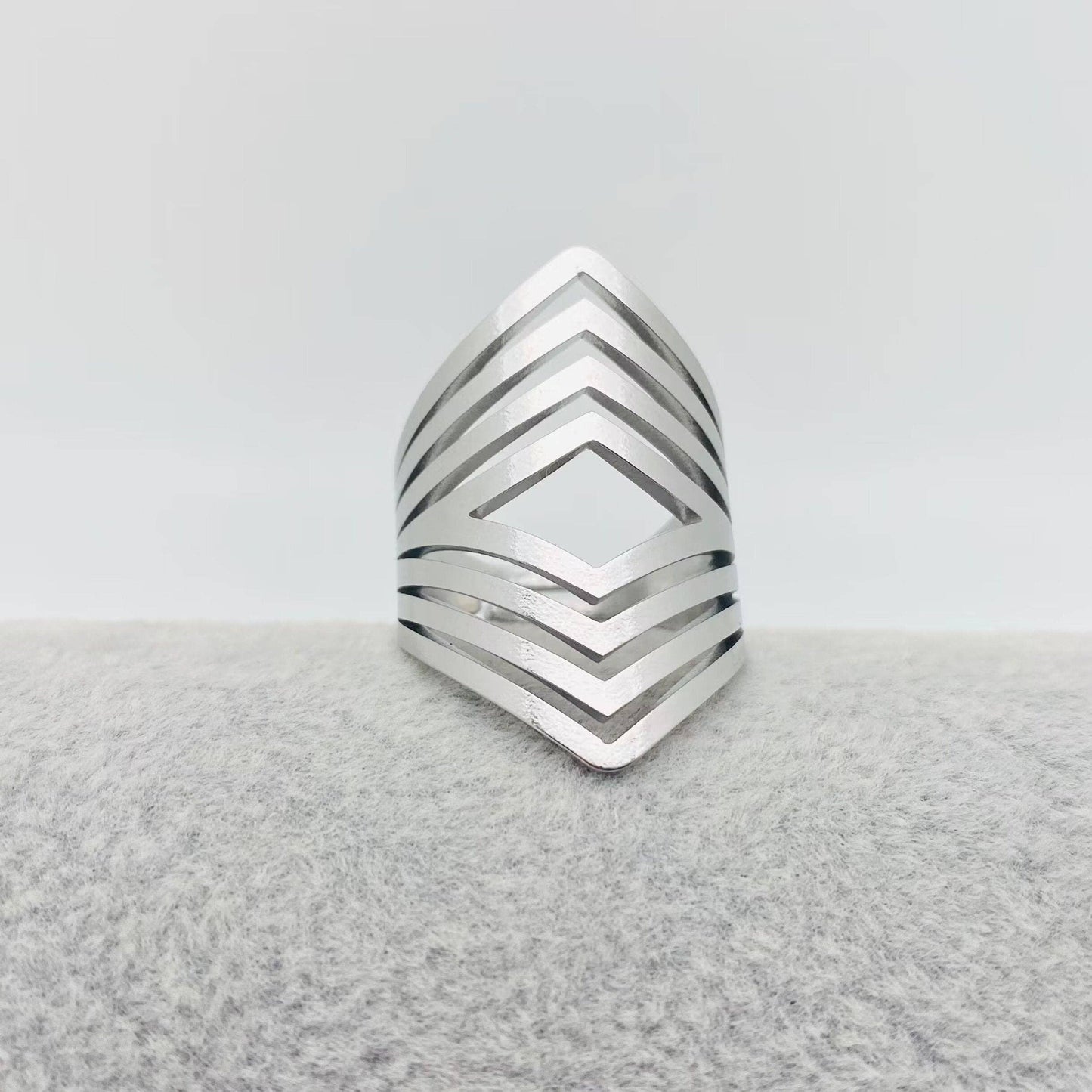 Stainless Steel Geometric Hollow Ring