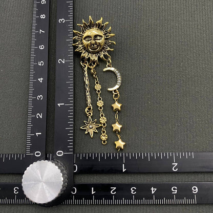 Celestial Asymmetric Sun Moon Post Earrings