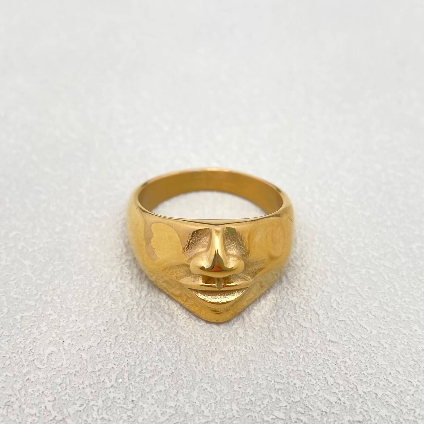 Abstract Face Contour 18K Gold Plated Ring