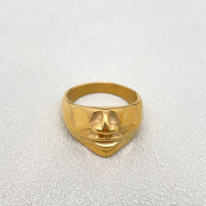 Abstract Face Contour 18K Gold Plated Ring