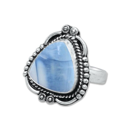 Blue Owyhee Opal Rings ☆ Handmade, Silver-Plated, Soft Sky-Toned Gemstone