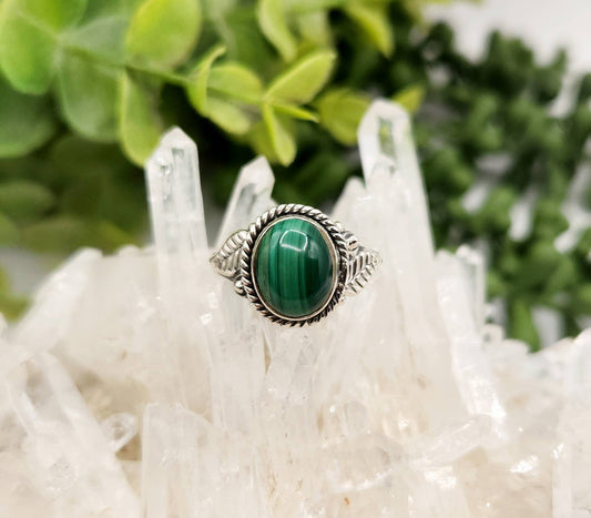 Malachite Semi-Precious Gemstone Sterling Silver (925) Ring