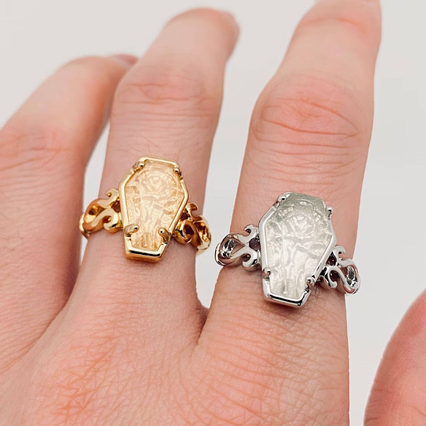 Rose In Coffin Gothic Style Opening Ring - GT