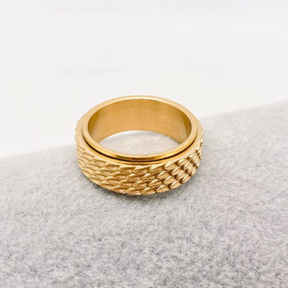 Dragon Scale Rotatable Stainless Steel Fidget Ring