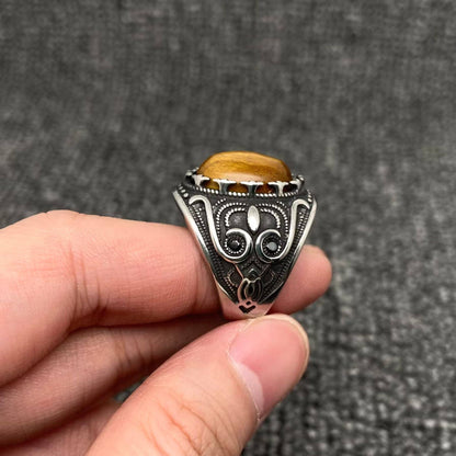 Tiger's Eye Stainless Steel Ring