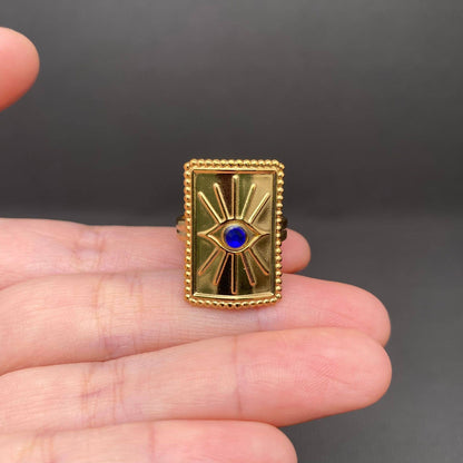 Swarovski Crystal ☆ Evil Eye 18K Gold Plated Stainless Steel Ring