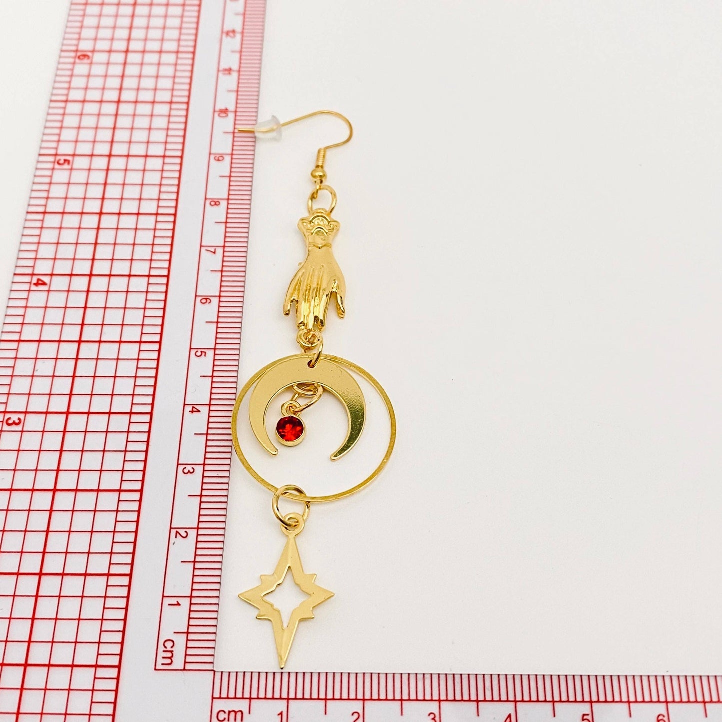 Fortune Teller Palm Moon Pendant Earrings