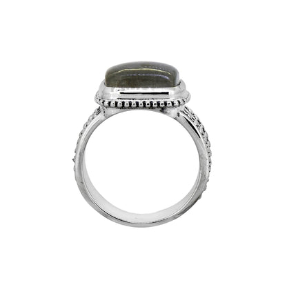925 Sterling Silver Labradorite Gemstone Textured Ring
