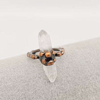 Clear Quartz Crystal Irregular Column Ring