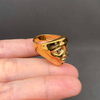 CZ 18K Gold Plated Stainless Steel Face Ring