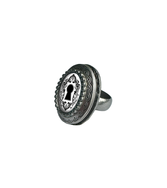 Keyhole Small Oval Pop Art Locket Ring