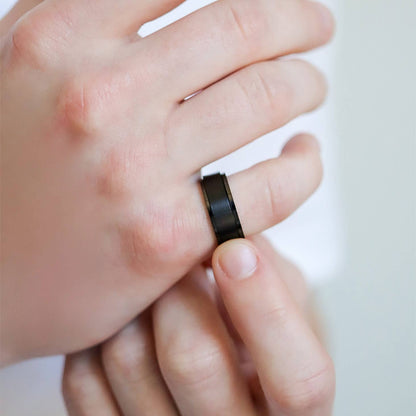 Black Enamel Stainless Steel Spinner Ring