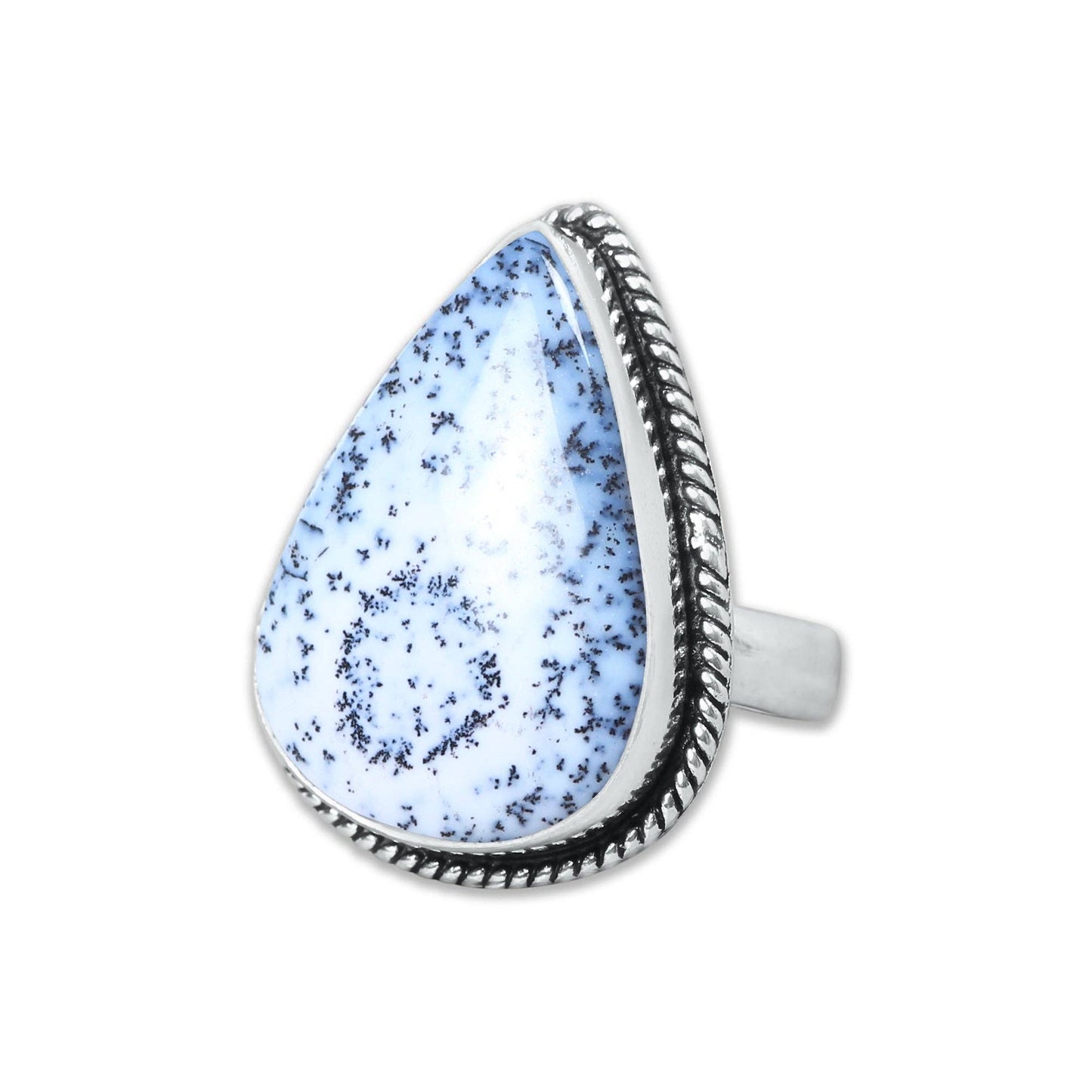 Dendrite Opal Ring ☆ Handmade, Silver-Plated (US Sizes 6–10)