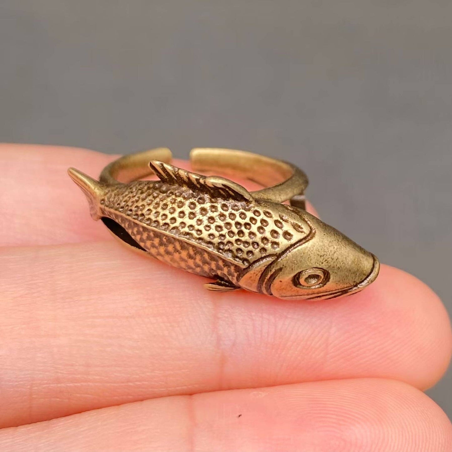 Bronze Carp Fish Adjustable Ring
