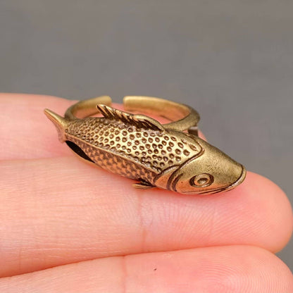 Bronze Carp Fish Adjustable Ring